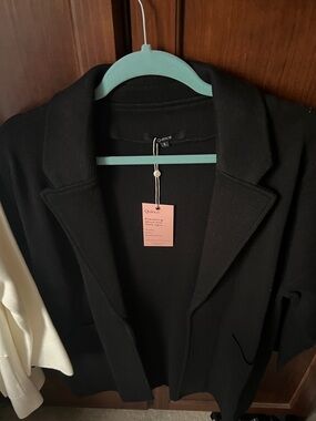 Quince Black Organic Cotton Open-Front Blazer